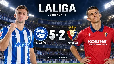 El Alavés arrolla a Osasuna con un 5-2 y se dispara al segundo puesto