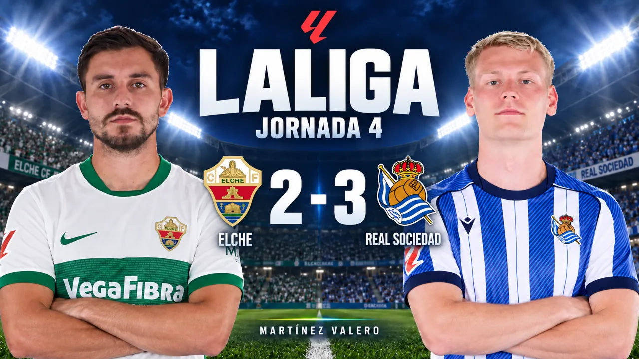 La Real Sociedad sobrevive al vendaval del Elche y vence 2-3
