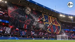 El Barça presenta queja a la UEFA por el tifo del PSG con imagen de terror y lemas ofensivos