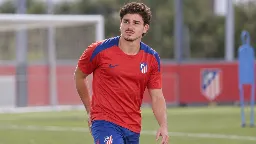 Julián Álvarez deja la sesión del Atlético tras sentir una molestia