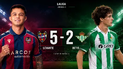 El Levante castiga los errores del Betis y firma un contundente 5-2 en el Ciutat de València
