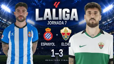 El Elche golpea con diez al Espanyol y vence 1-3 en Cornellà