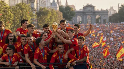 España celebra su segundo Mundial con una fiesta multitudinaria en Madrid