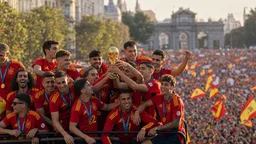 España celebra su segundo Mundial con una fiesta multitudinaria en Madrid