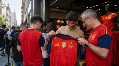 La nueva camiseta de España con dos estrellas sale a la venta y genera colas en Madrid